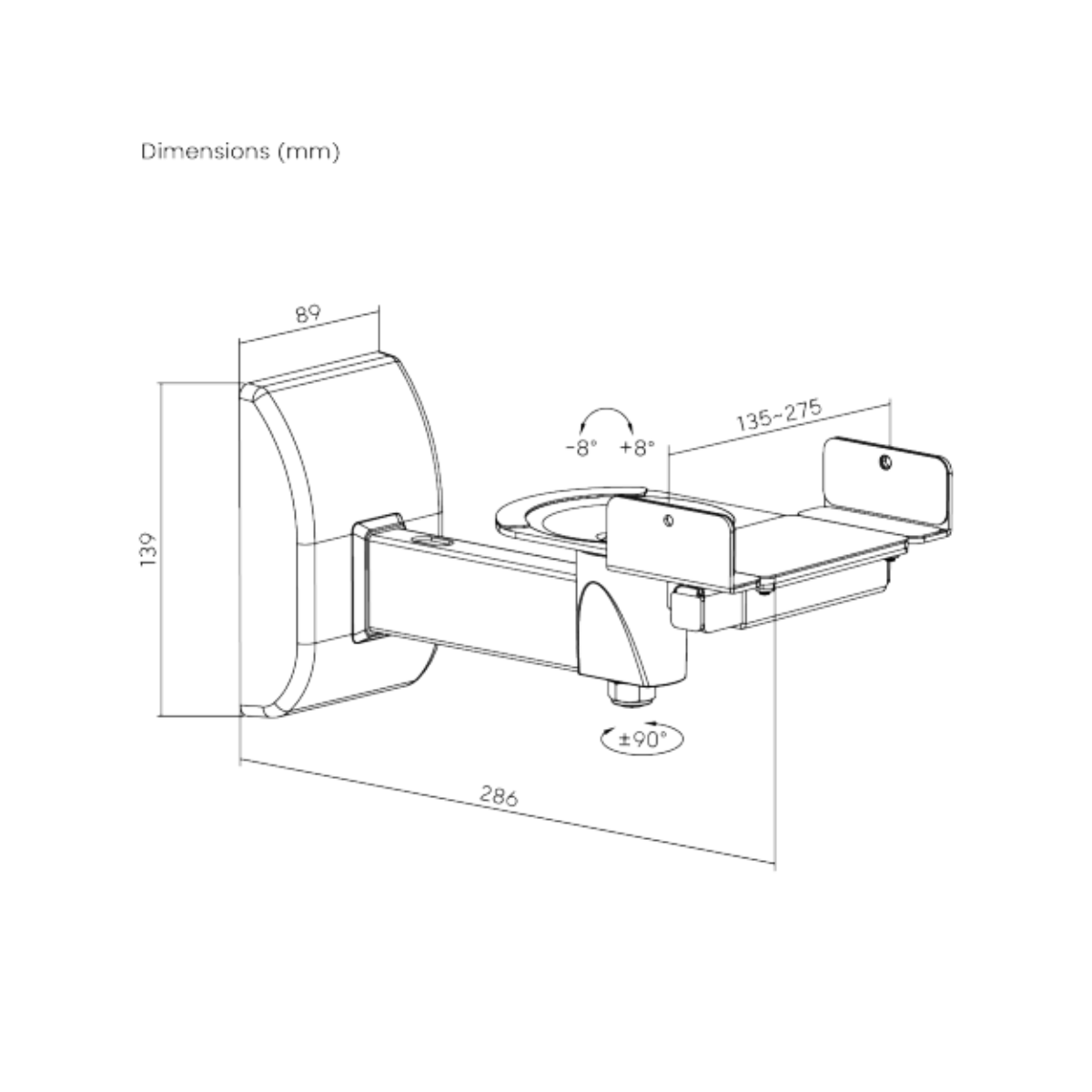 Wall bracket for bookshelf speaker